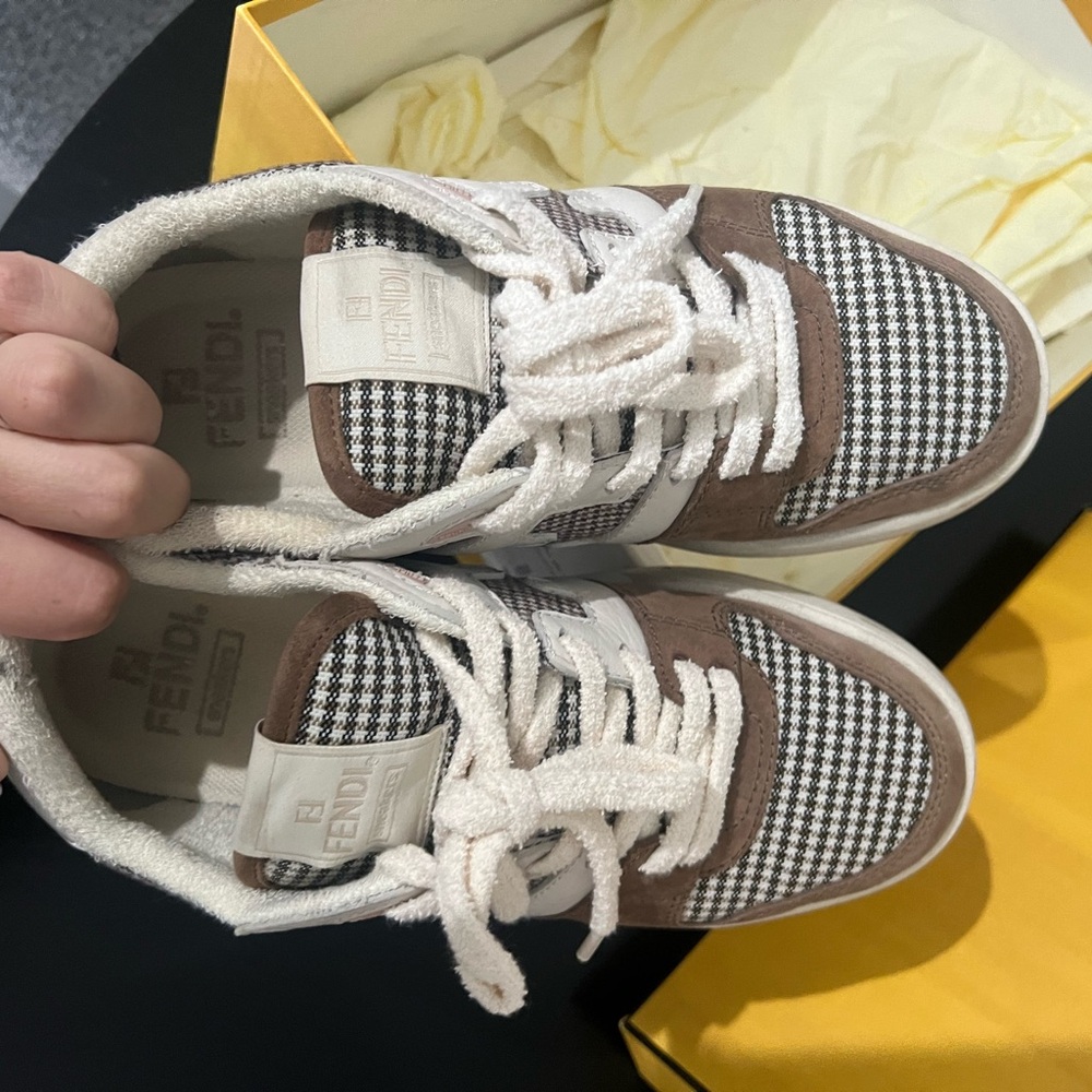 Checkered brown fendi sneakers